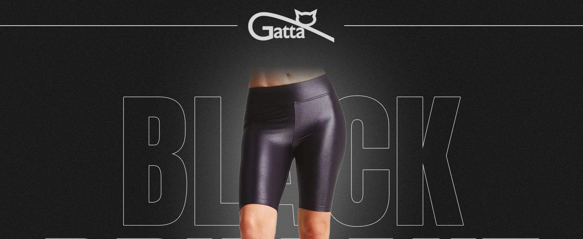 Gatta BLACK BRILLANT Damen Radlerhose Leggins Shorts mit hoher Taille, Schwarz, XL