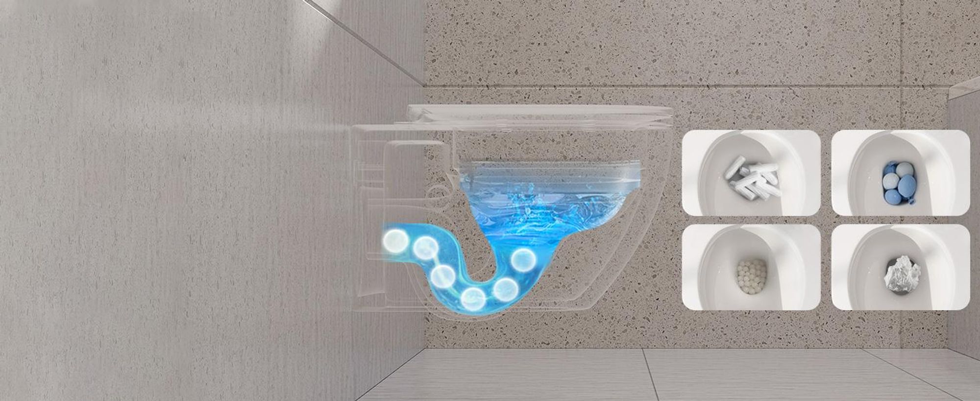 Die Toilette hat eine starke Spülkraft