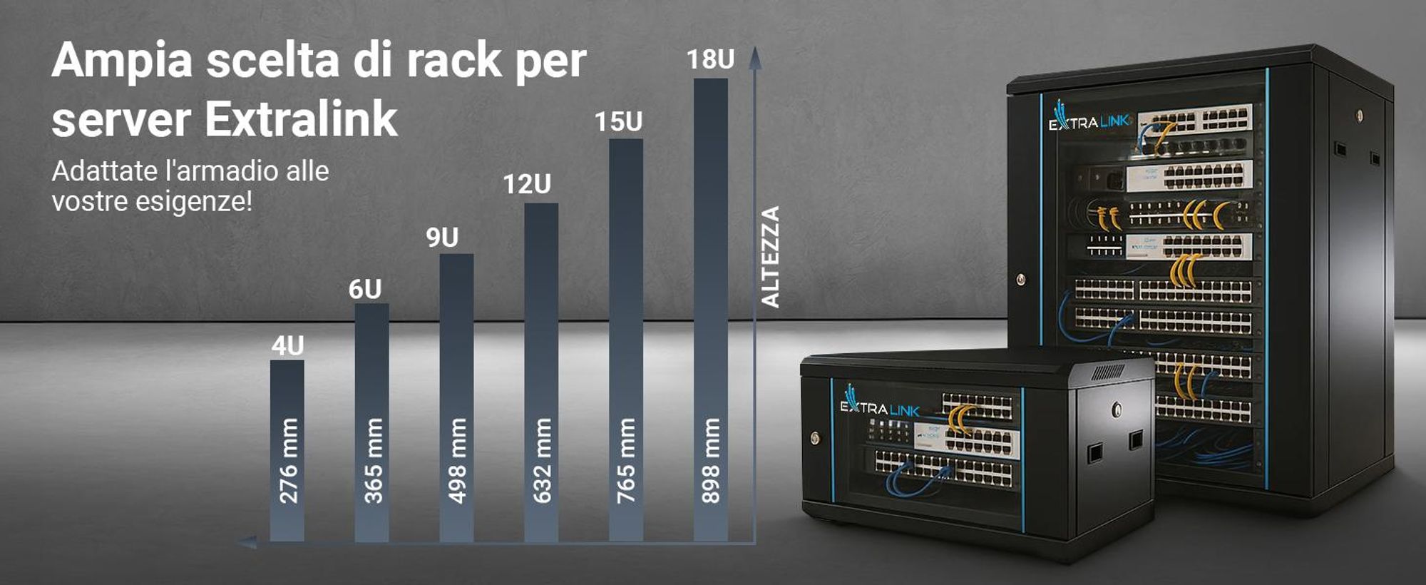 Extralink Armadio Rack 19", 9U, 600x600 mm, Nero