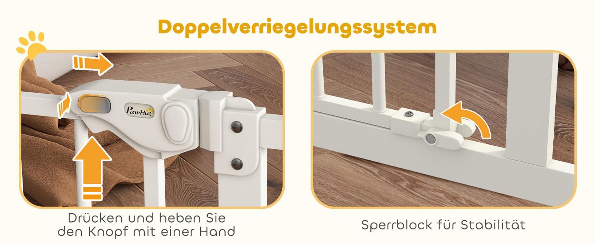 PawHut Türschutzgitter Hunde, Treppenschutzgitter, Hundegitter, Absperrgitter