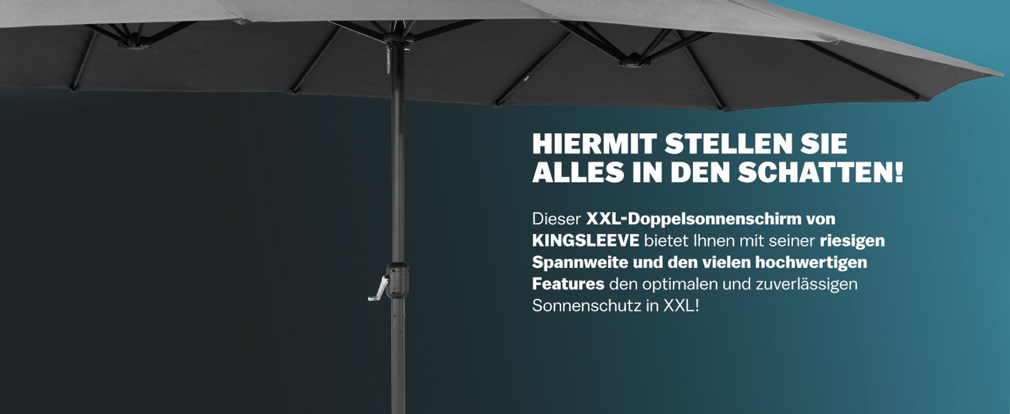KINGSLEEVE® Sonnenschirm 460x270 cm UV Schutz 80+ Schutzhülle Kurbel Stabil Groß Garten Terrasse Balkon Doppelter Marktschirm Gartenschirm Anthrazit