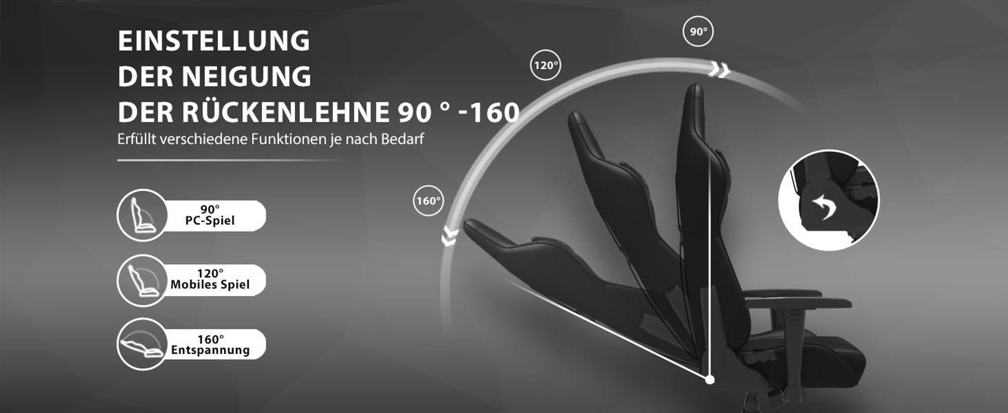 SENSE7 Spellcaster Gaming Stuhl Schwarz - Ergonomischer Bürostuhl PC Schreibtischstuhl Zockerstuhl 150 kg 2D-Armlehnen 160° Chefsessel
