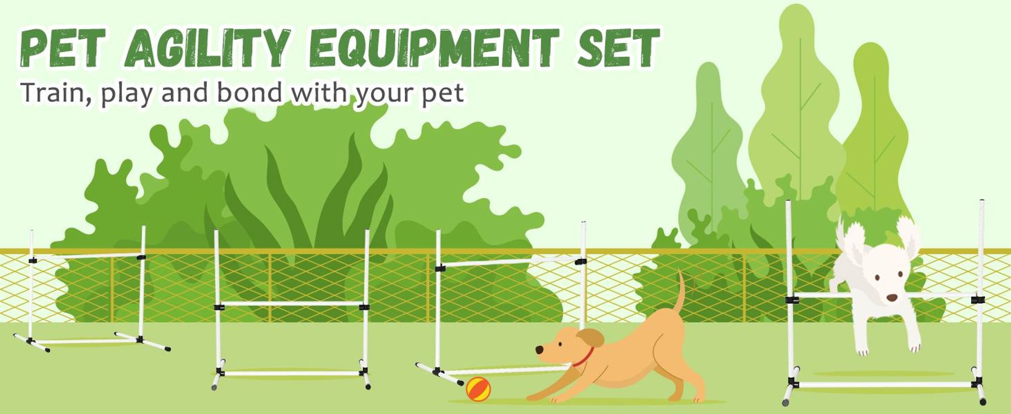 Pawhut Paws zestaw płotków do agility zestaw treningowy dla psa 4x płotki białe