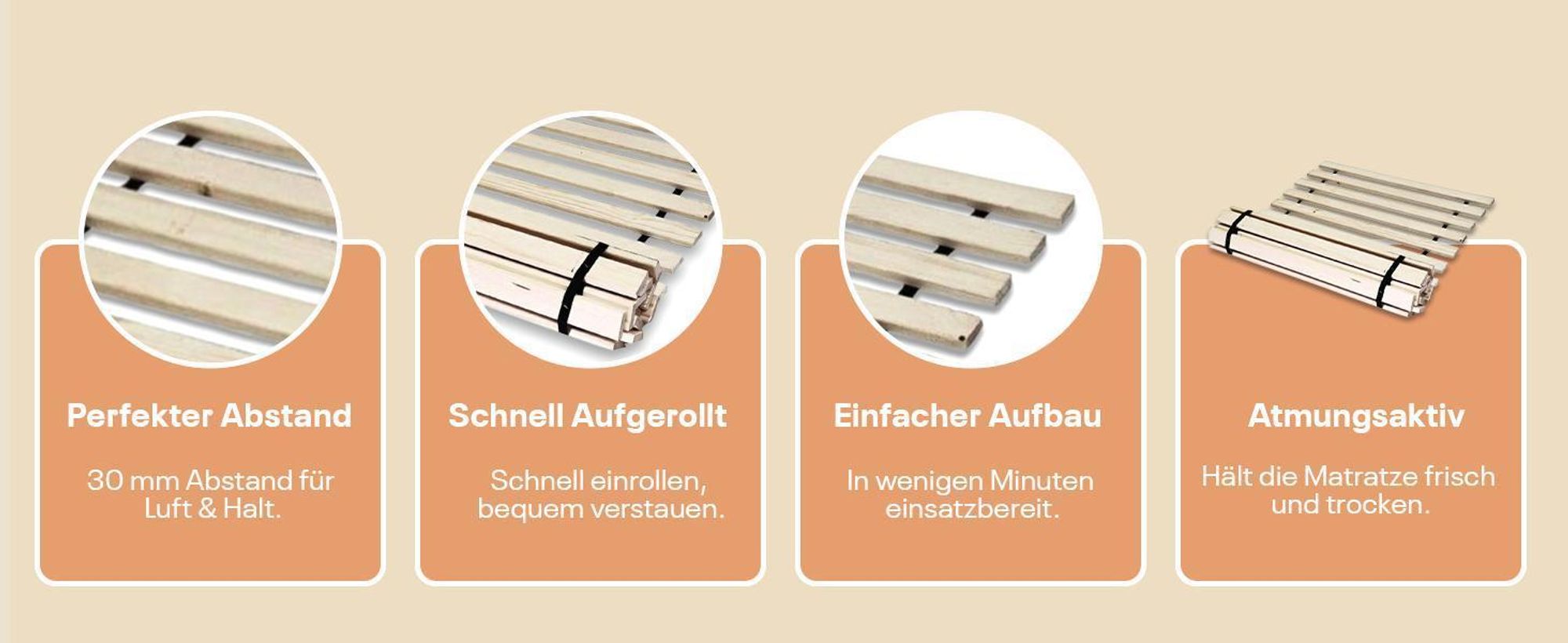 Best For You Rollrost 90x160 aus 10 massiven stabilen Holzlatten Geeignet für alle Matratzen