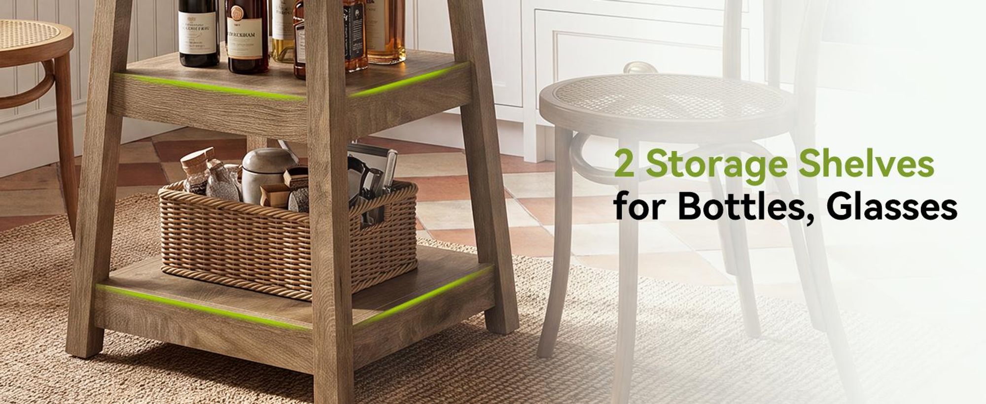 90 cm hoher quadratischer Bartisch mit zweistufigen Ablagefächern – Hoher Bartisch für 2–4 Personen, Cocktailtische im Landhausstil (nur Tisch)