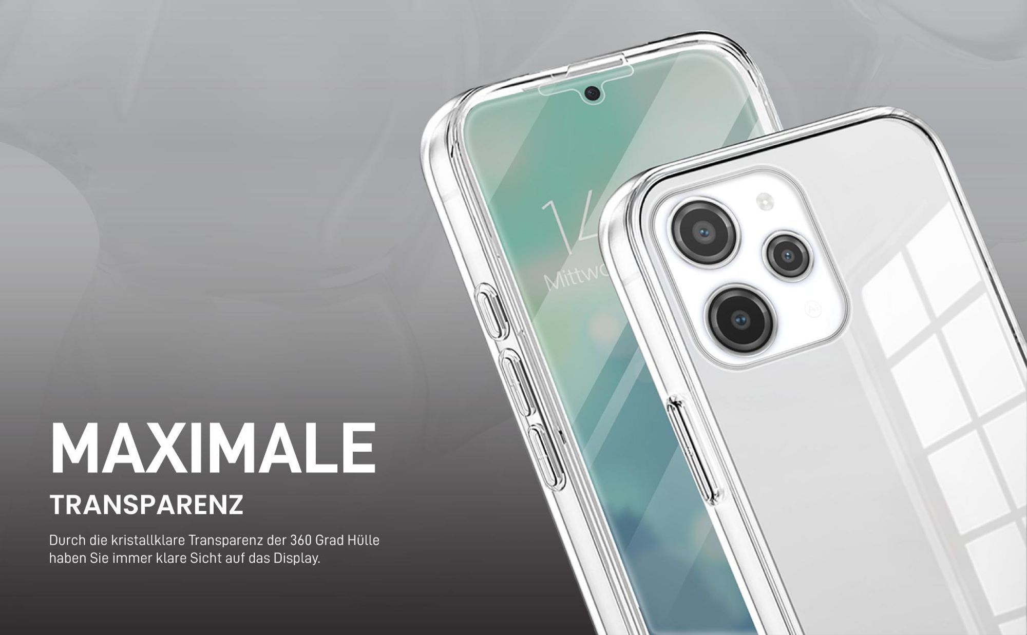 Transparentes 360 Grad Cover Front Back für Xiaomi Redmi 12