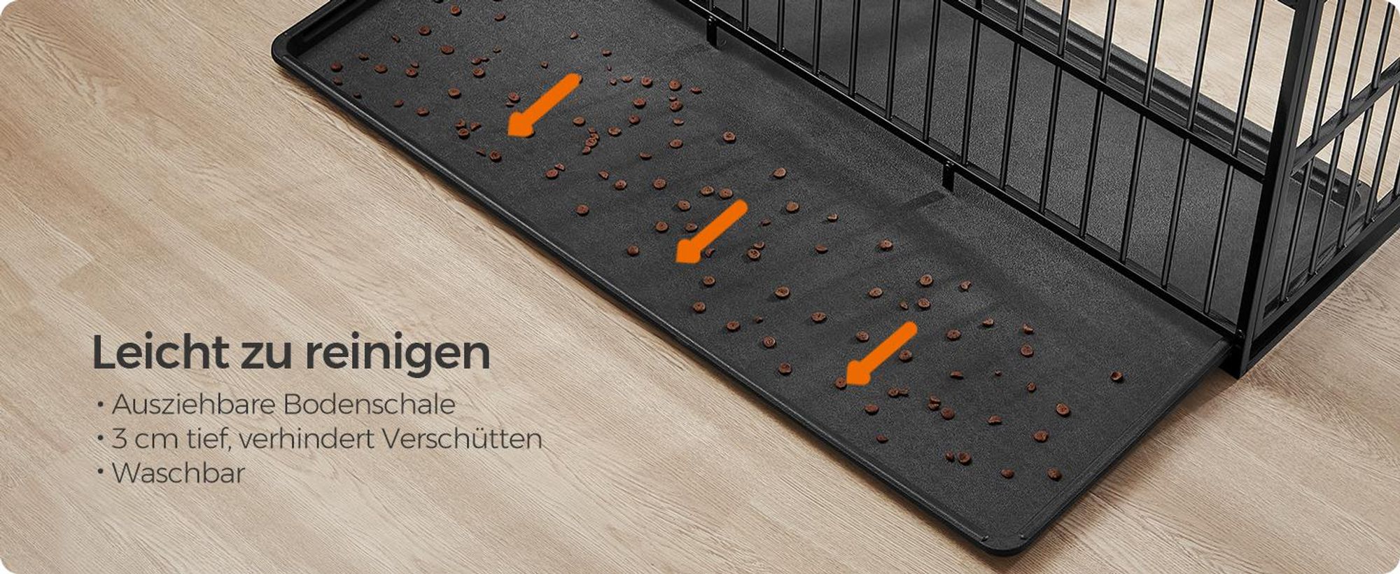 Feandrea Hundekäfig hochbelastbar, für mittelgroße und große Hunde, Doppeltüren
