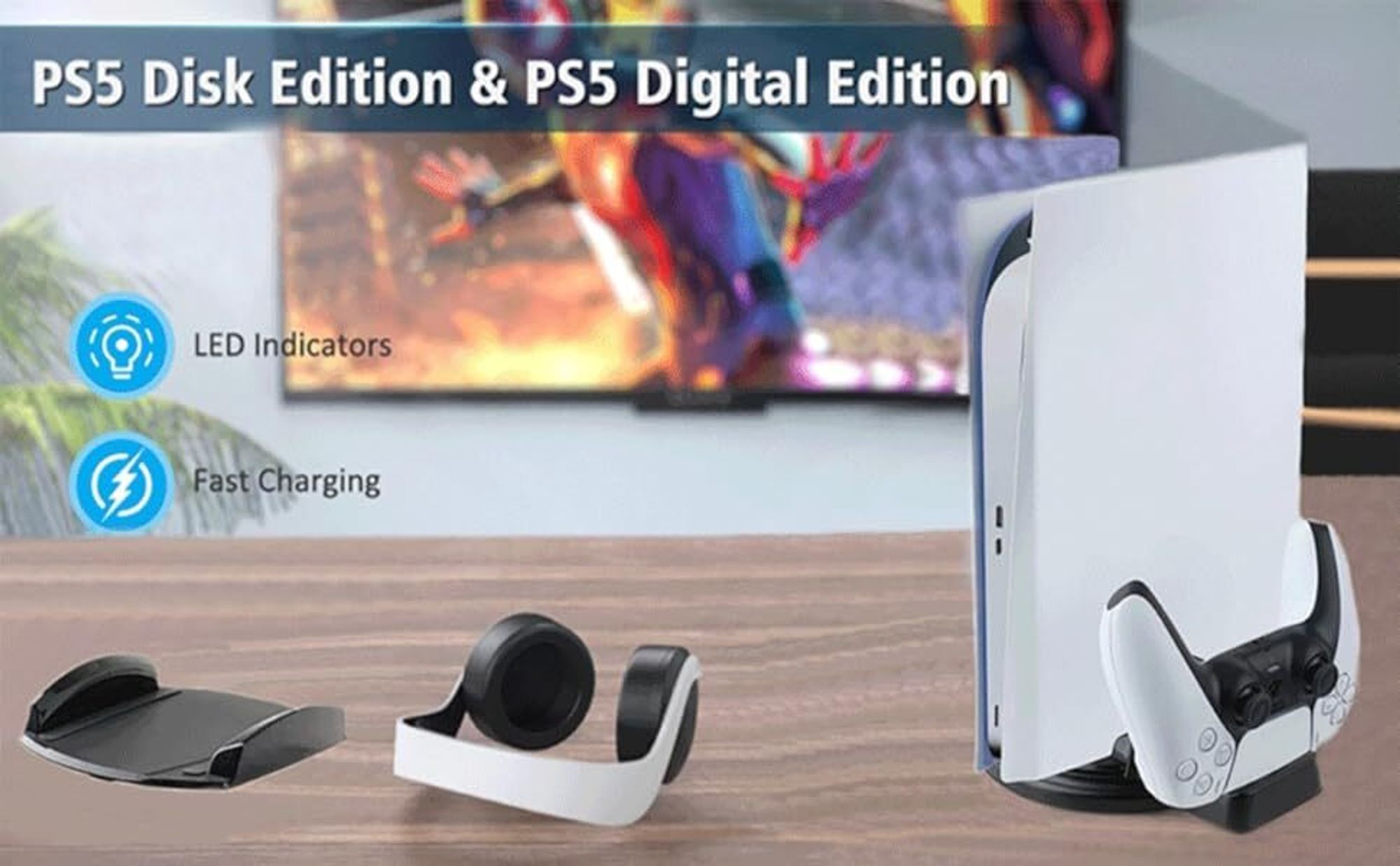 PS5 Standfuß Ständer, Dualsense Controller Ladeständer PS5 Controller Ladestation für PS5
