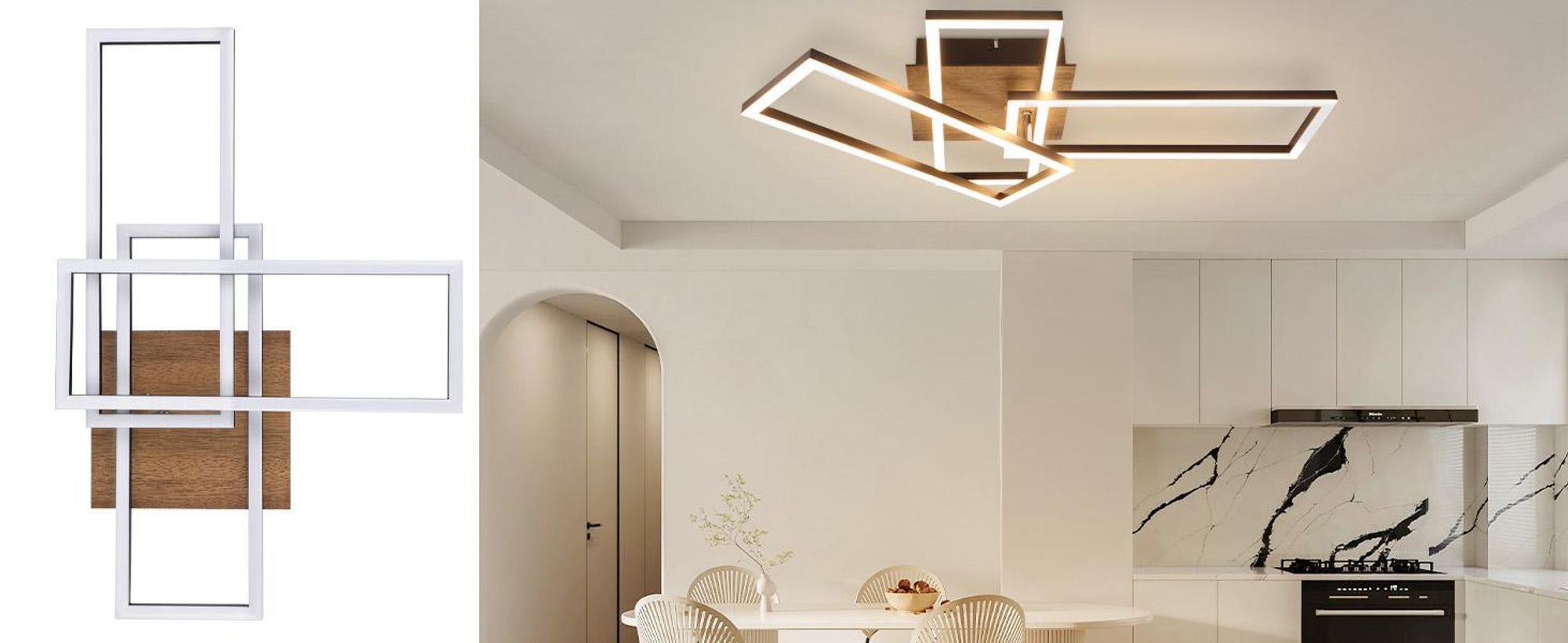 ZMH LED Deckenlampe 64CM Deckenleuchte 36W Wohnzimmerlampe Dimmbar Schwarz Holz Schlafzimmerlampe mit Fernbedienung für Esszimmer Arbeitszimmer
