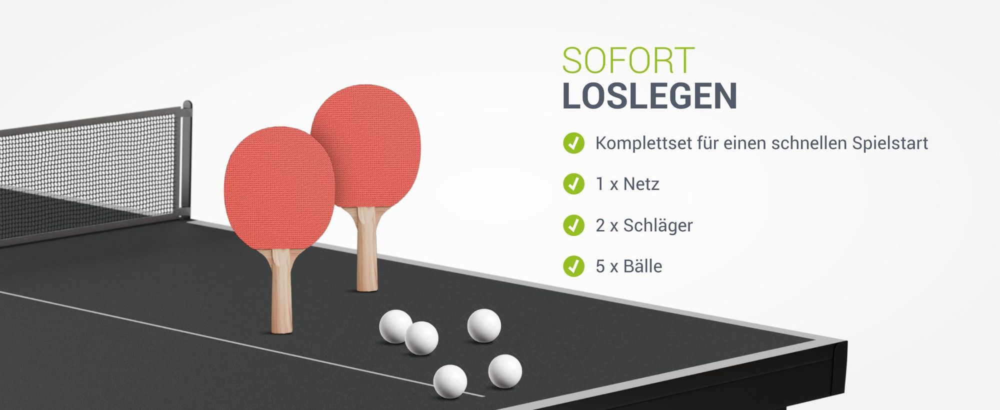 Juskys Mini Tischtennisplatte Flexi mit Zubehör - klappbar - Zuhause & unterwegs - Schwarz