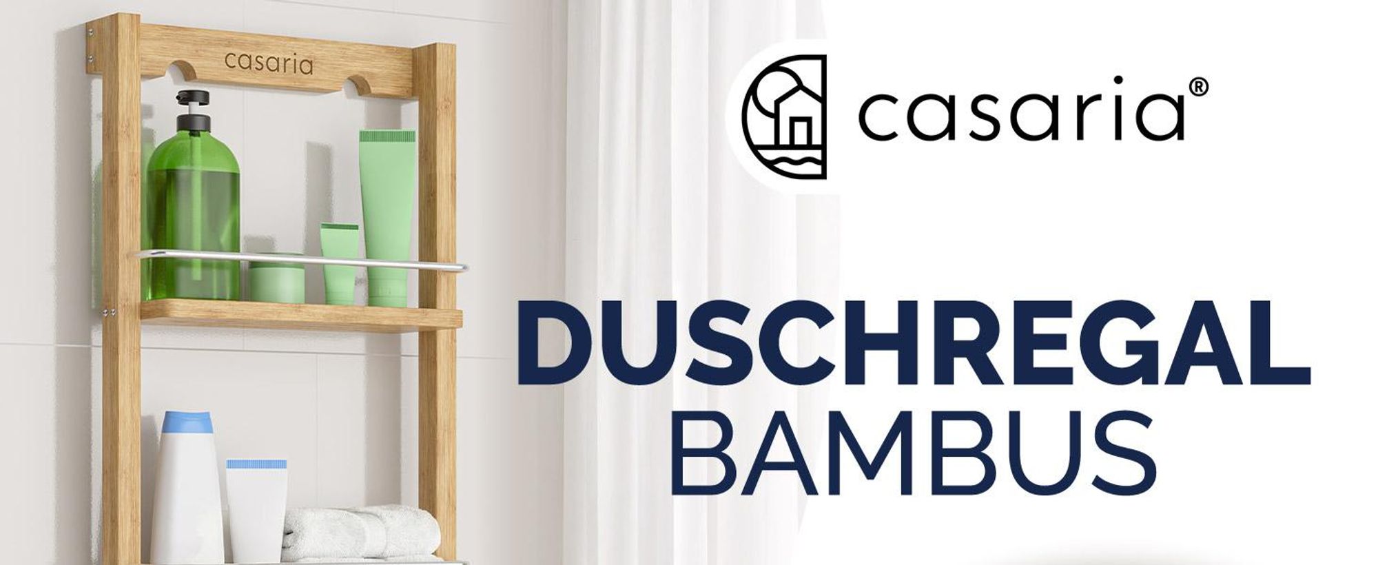 CASARIA® Duschregal Zum Hängen 3 Ablagen 3 Haken 70x29x10cm Duschablage Hängend Badregal Bambus Holz Hängeregal für Dusche Bad Küche Regal