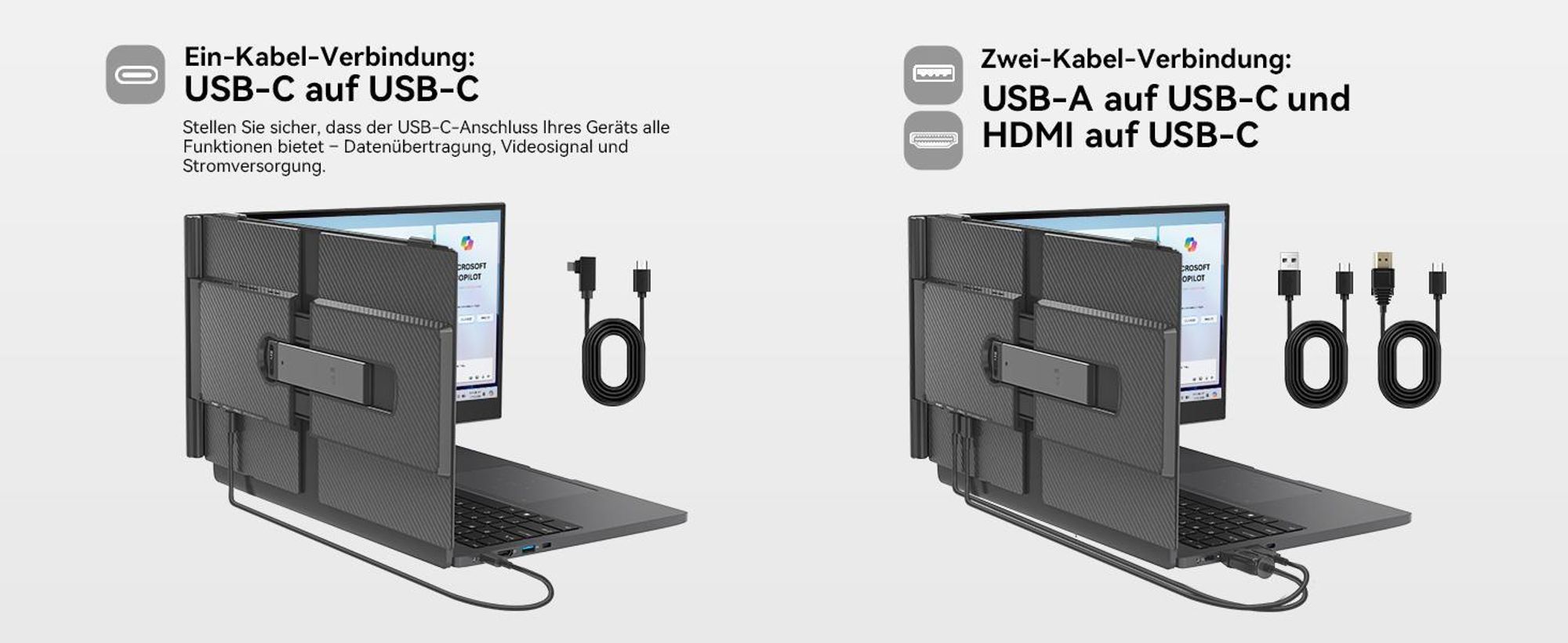 Blackview 15.6" Tragbarer Einzelner Monitor 8, 1920×1200 ultradünn Computerbildschirm(für 13-17,3" Laptops), 180° horizontal drehbar.