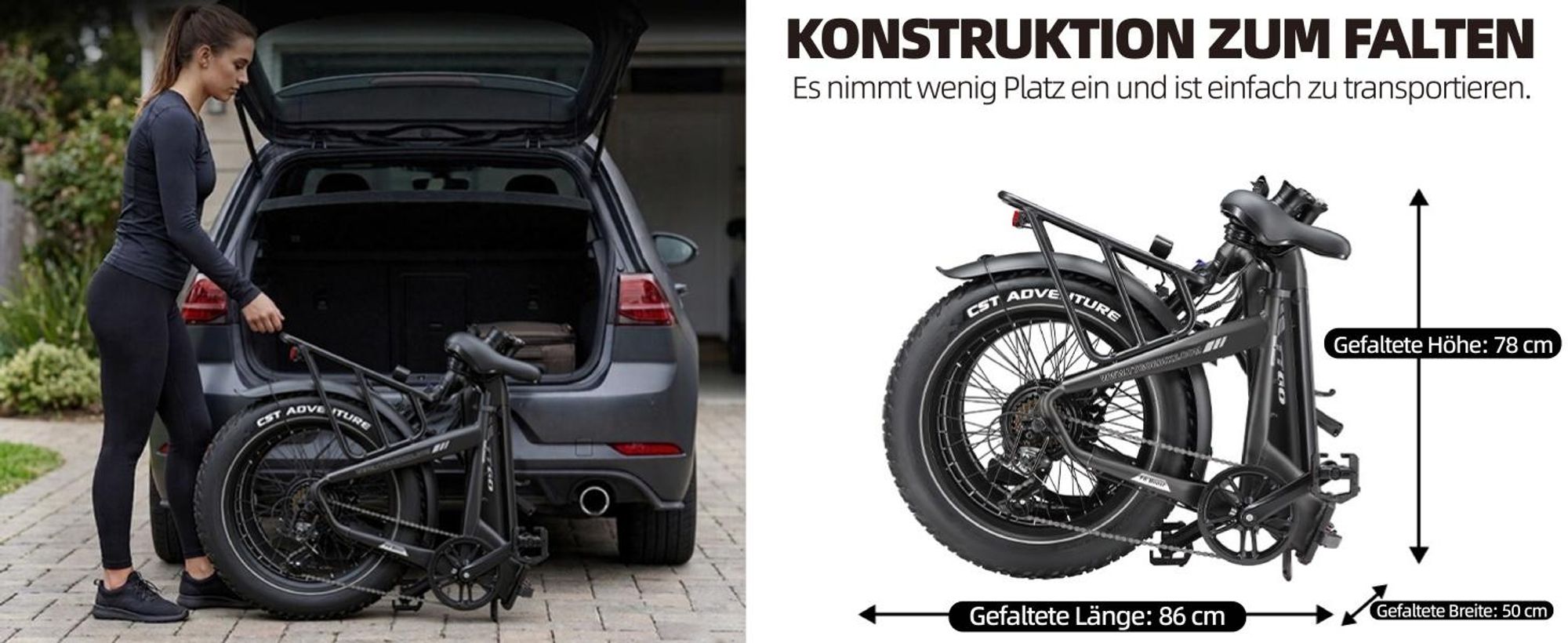 48V 18Ah LCD E-Bike Klappräder, 20 *4.0" Fetter Reifen Elektrofahrrad Für Stadtpendler, 70Nm, Drehmomentsensor ,Austauschbarem Akku bis 140KM, 864 Wh