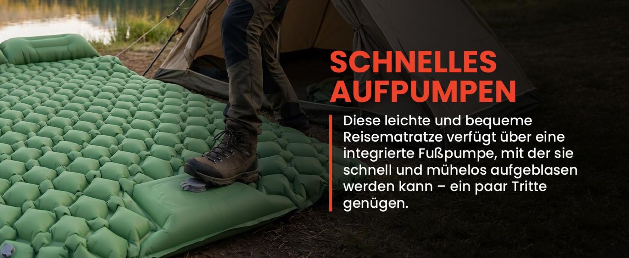 Isomatte selbstaufblasend Luftmatratze Schlafmatten Doppelmatt 195*120*5cm