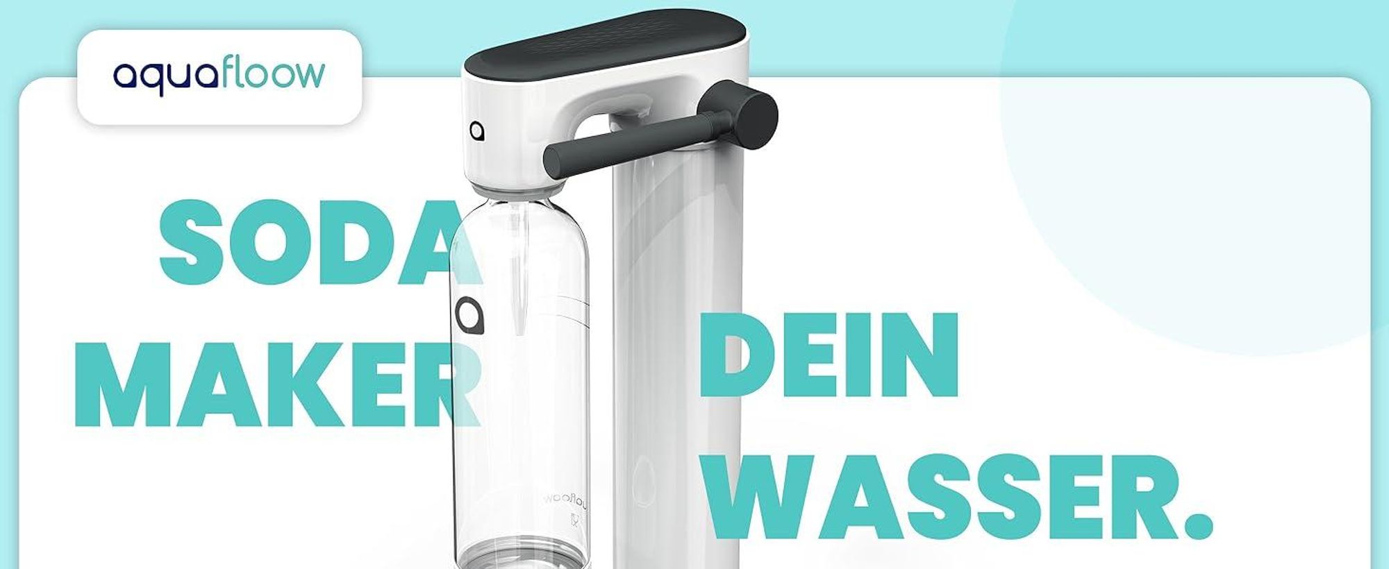 Aquafloow Wassersprudler Set Weiß – 2× Wasserflasche mit CO2 – Ideal für kalte Getränke, nachfüllbare Flasche”.