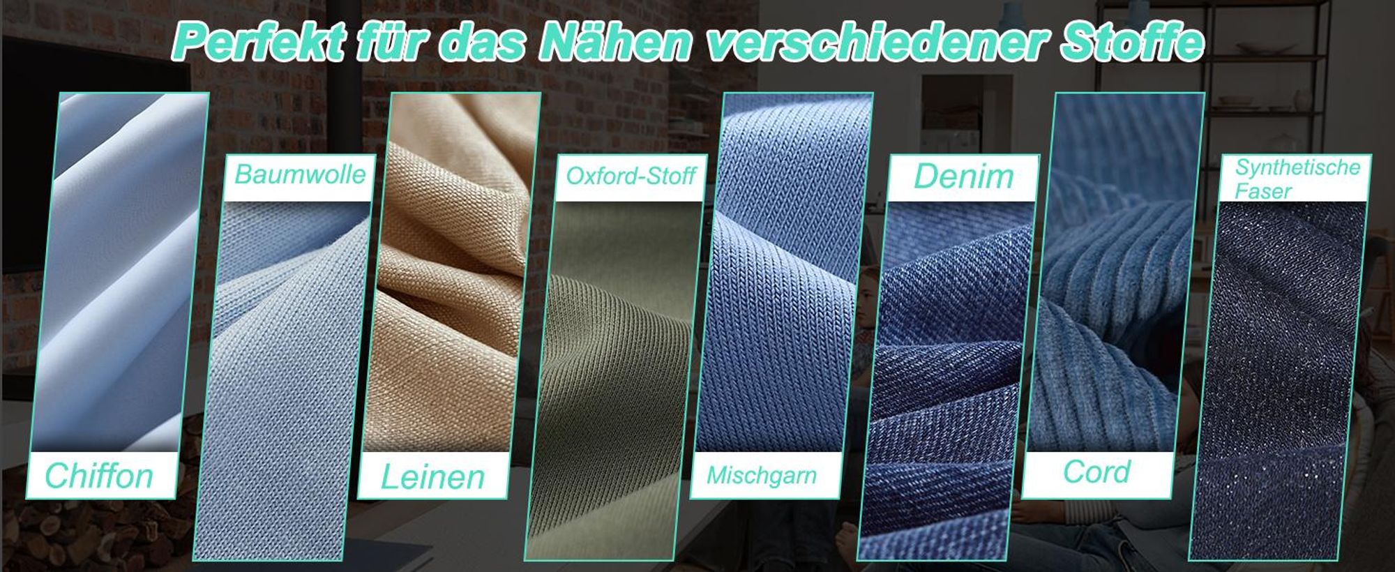 Nähmaschine, Haushaltsnähmaschine, Elektrische Nähmaschine, Strickmaschine, Handnähmaschine, 12 Stichprogrammen, mit Fußpedal, Nähset, für Nähanfänger