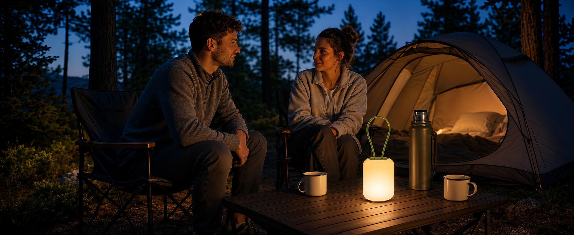 2er LED Campinglampe,USB-Aufladung Nachtlicht,flexible Outdoorlampe zum Aufhängen,Hinstellen und Montieren,dimmbare Handyhalter Campingleuchte,Grün