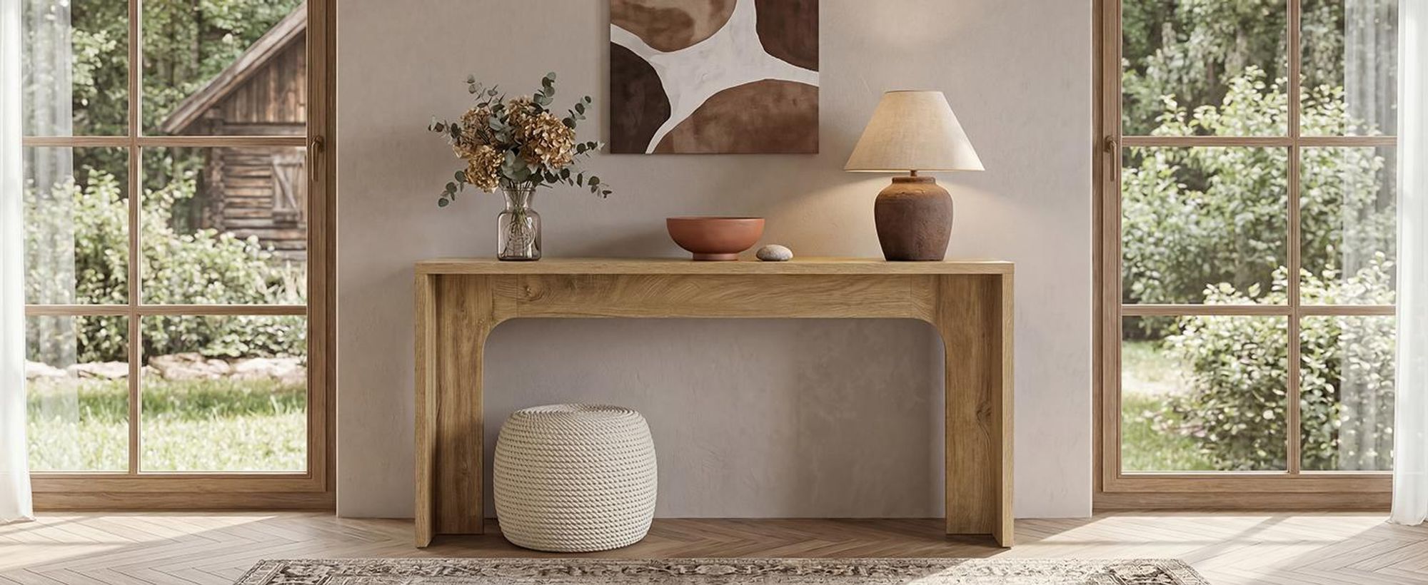 Tribesigns 160 cm schmaler Konsolentisch, moderner minimalistischer Holz-Flurtisch mit stabiler Basis, langer Konsolentisch hinter dem Sofa