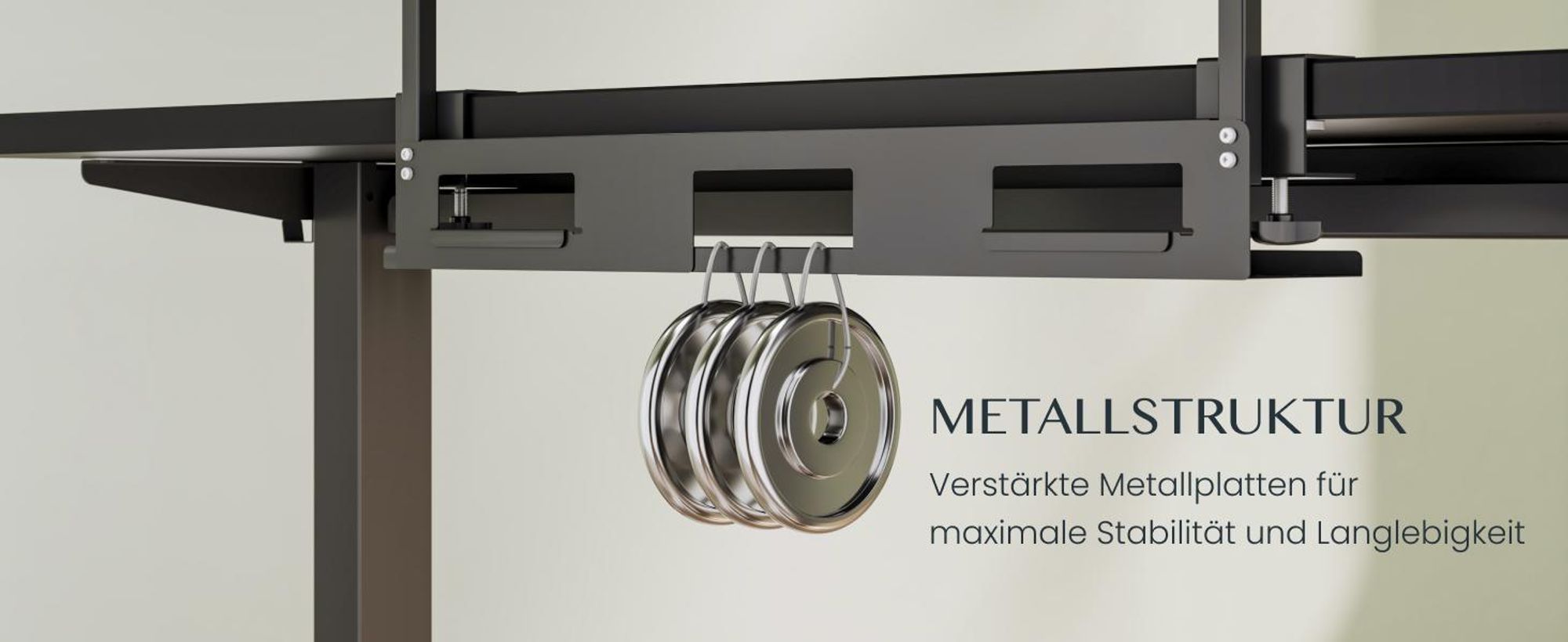 FLEXISPOT Monitorständer mit Klemme, 2 Ablagen, Kabelmanagement, 20 kg Tragkraft, 100 x 20 cm, bis 25 mm Tischplatte, Schwarz
