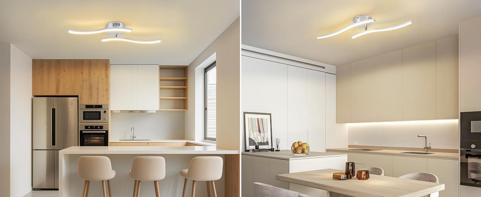 ZMH Plafonnier LED Cuisine Plafonnier : Moderne Lampe de cuisine argent 12W Lampe de couloir 3000K Blanc chaud Vagues Design Lampe de chambre à coucher Eclairage intérieur Plafonnier pour salon chambre couloir bureau
