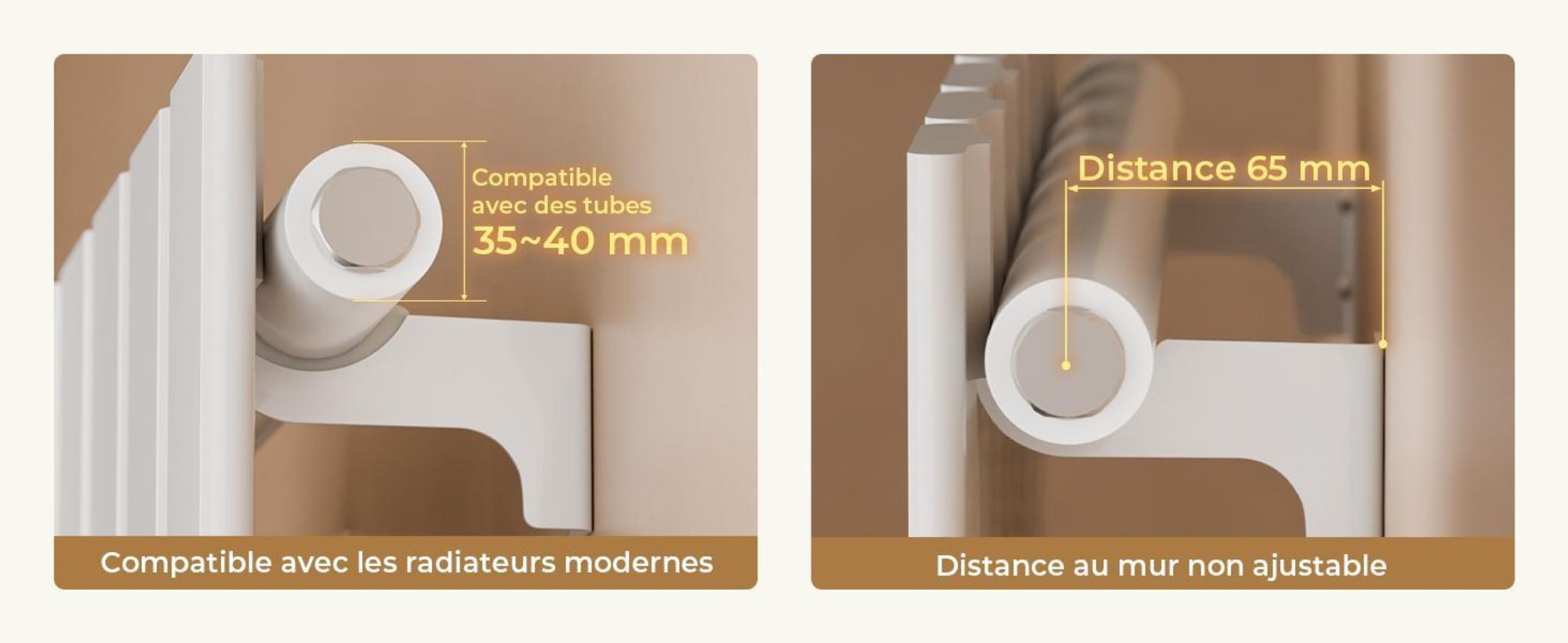 Supports Muraux Pour Radiateurs - Kit De Fixation Blanc, Solide Et Facile à Installer
