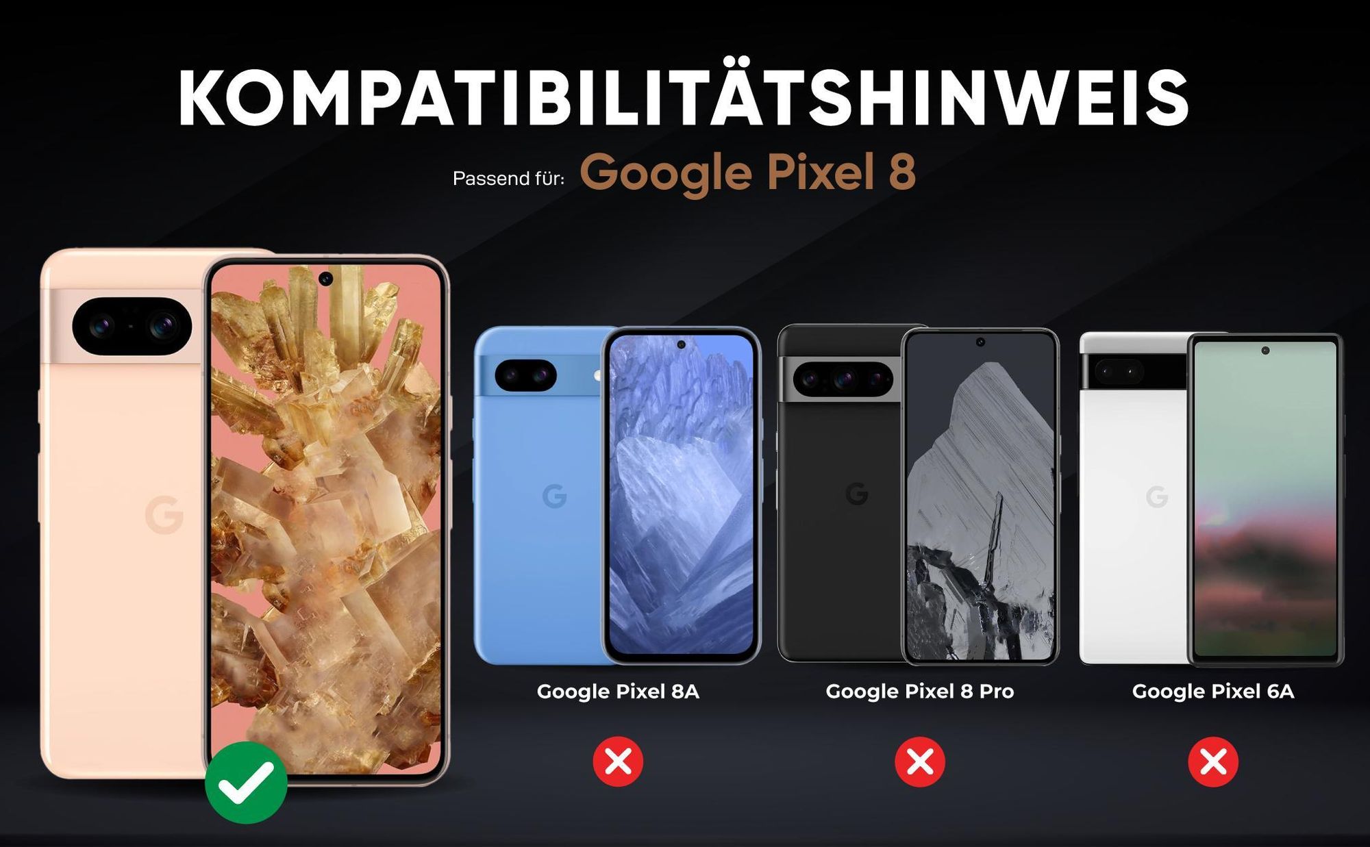 Kompatibilitätshinweise Hülle für Google Pixel 8