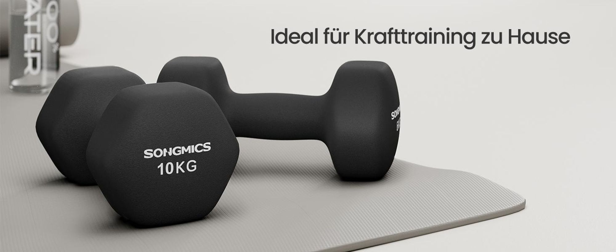 SONGMICS Hanteln, 2er Set, 2 x 10 kg, Hantelset, Kurzhanteln, Hexagon, Neopren-Beschichtung, Krafttraining, Workout, Fitnesstraining, für Zuhause