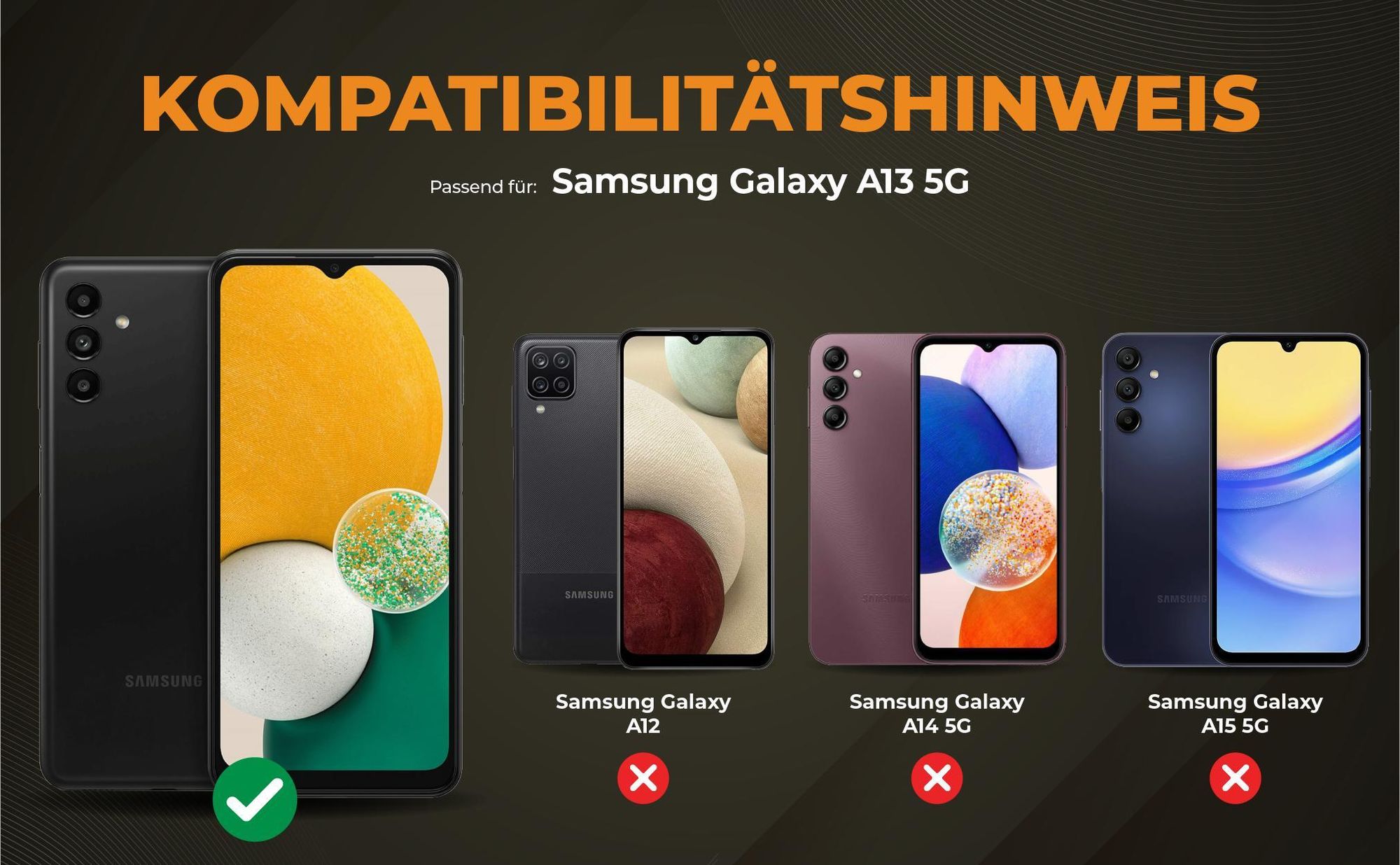 Kompatibilitätshinweise Hülle für Samsung Galaxy A13 5G