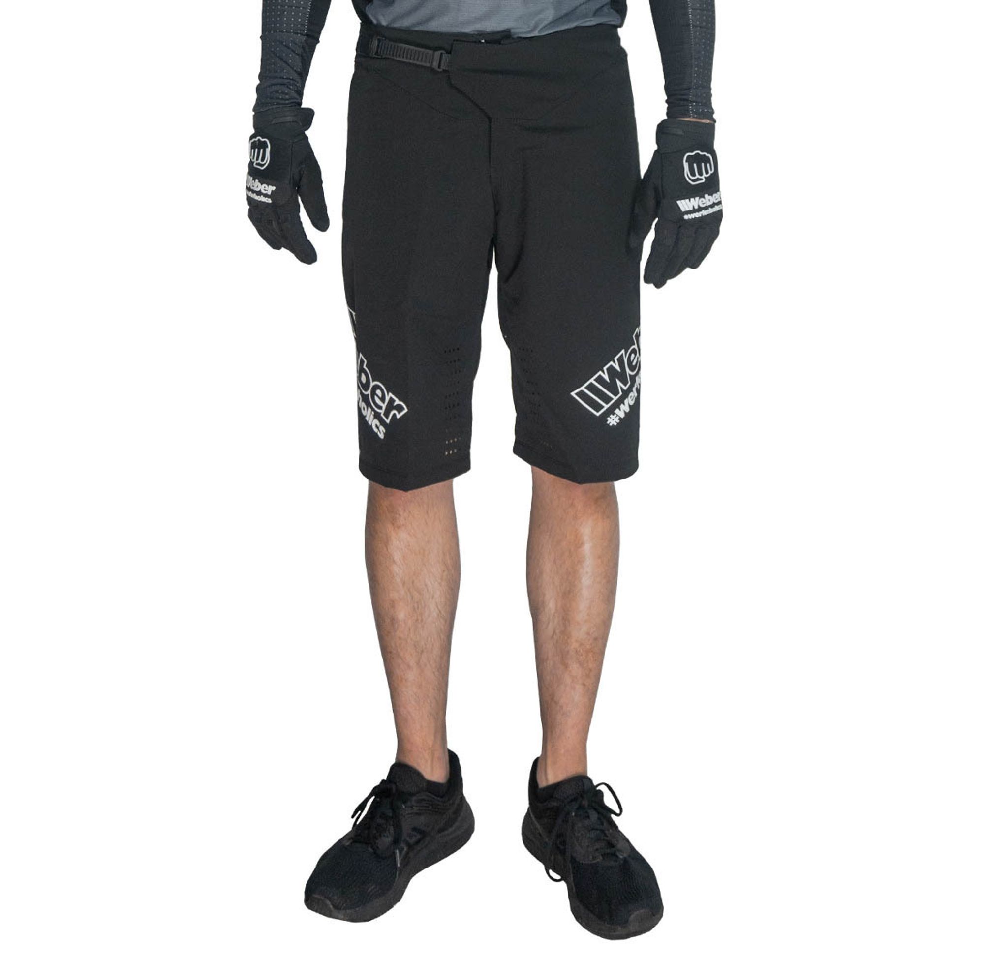 Weber #Werkeholics MTB Shorts 32 schwarz mit Taschen und Belüftungszonen mit Ratschenverschluss Stretch Fahrradhose kurz