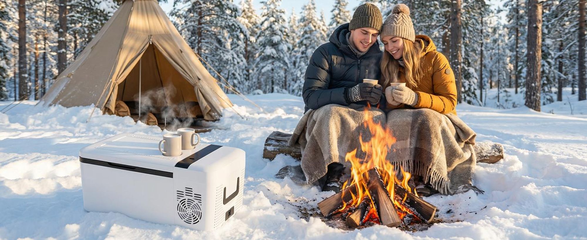 Puluomis Elektische Kühlbox 16L, heizbare Kompressor Kühlschrank, -20°C bis 55°C, mit Type C Ladeport ECO/MAX Modus, 12/24V DC, 220-240V AC weiß