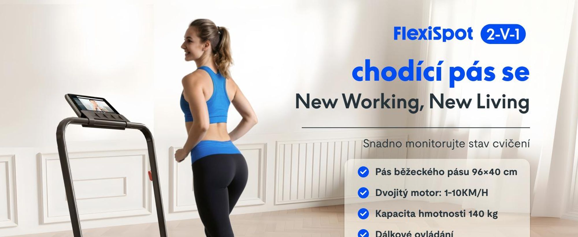 Běžecký pás FLEXISPOT, chodící pás 3 v 1, 1–10 km/h, nosnost až 140 kg, s LED displejem, dálkovým ovládáním, vhodný pro domácnost i kancelář