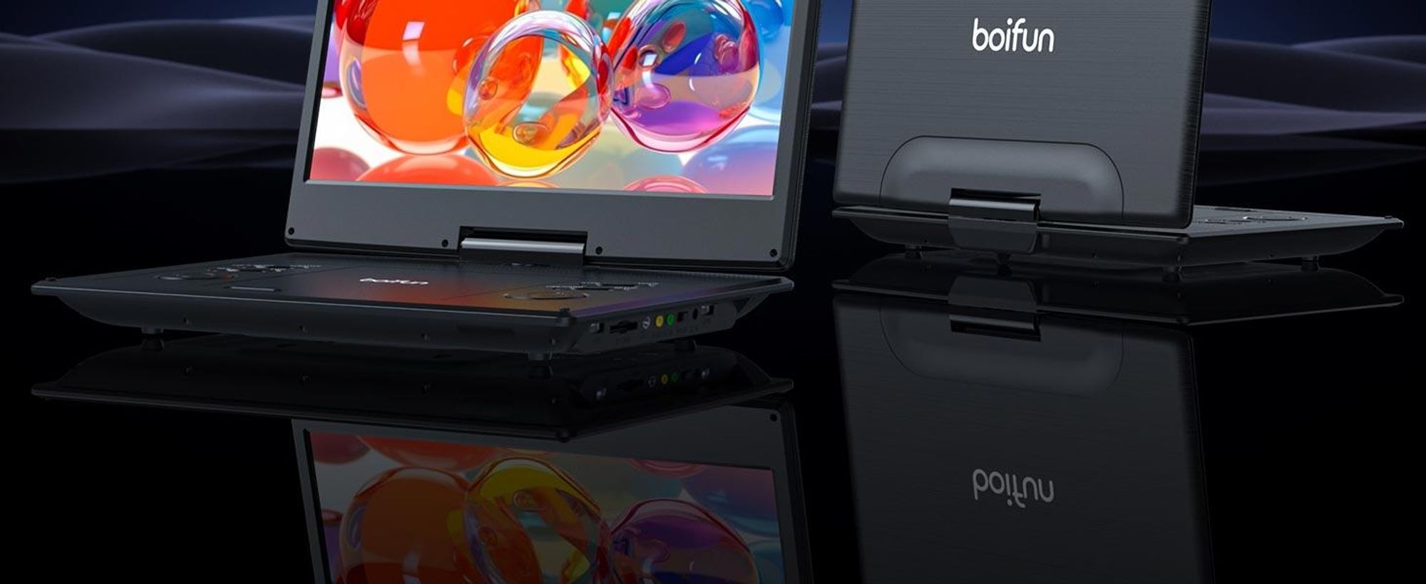 15.7" Tragbarer DVD-Player mit 14"HD-Drehbildschirm, ideal fürs Auto 6 Stunden Akkulaufzeit intelligente SpeicherwiedergabeAlle Region Dual-Lautsprech
