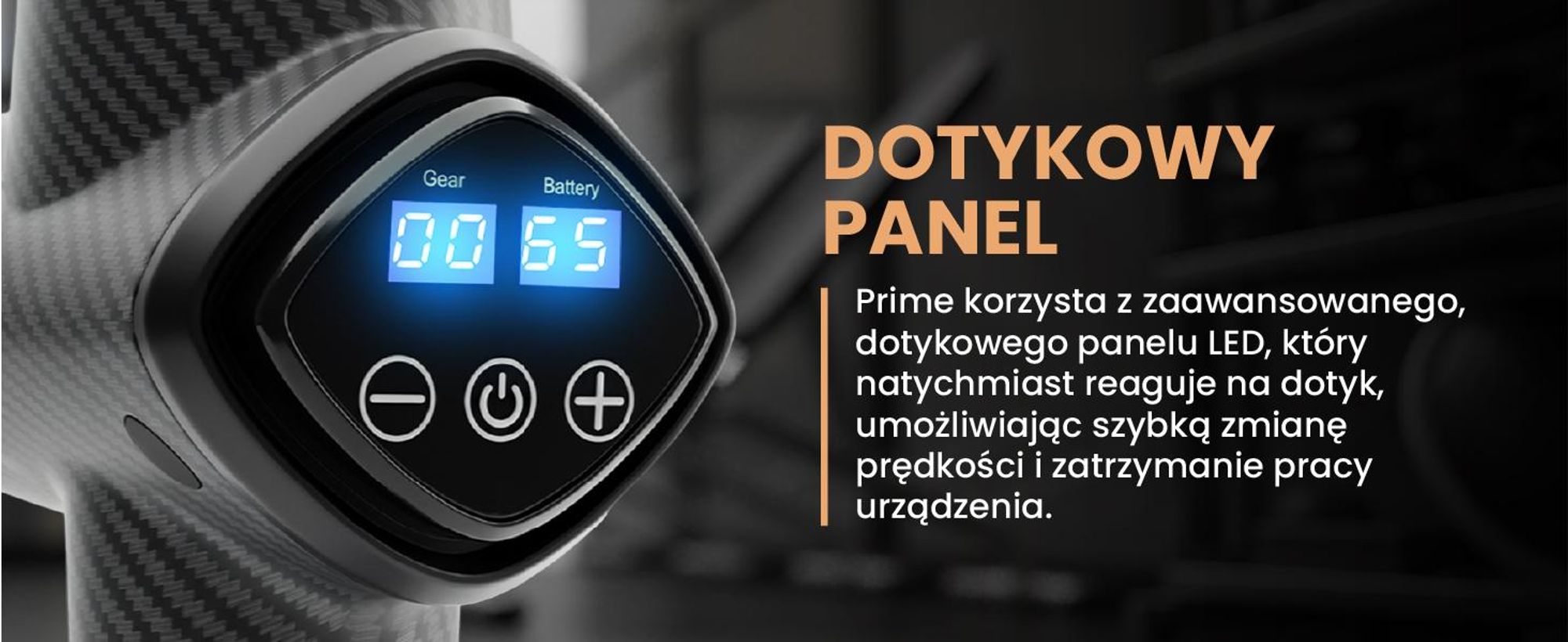 Pistolet do masażu z dużą baterią i 20 poziomami intensywności