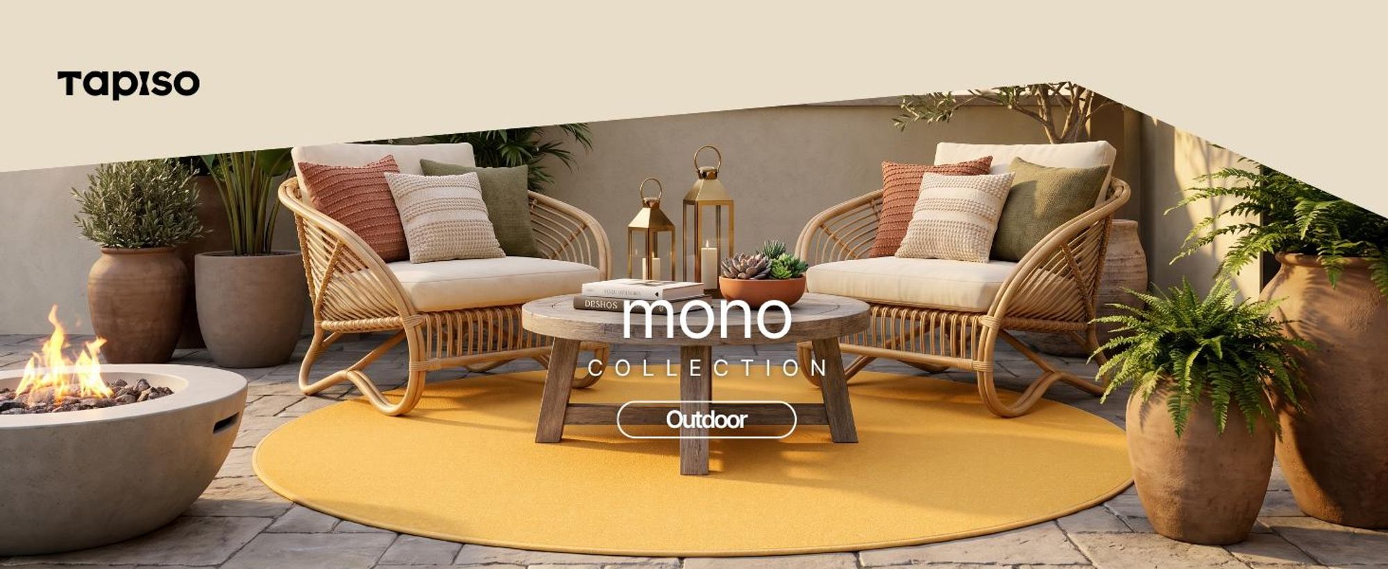 Tapiso Outdoor Teppich MONO Rund Modern Einfarbig Indoor/Outdoor 240 x 240 cm