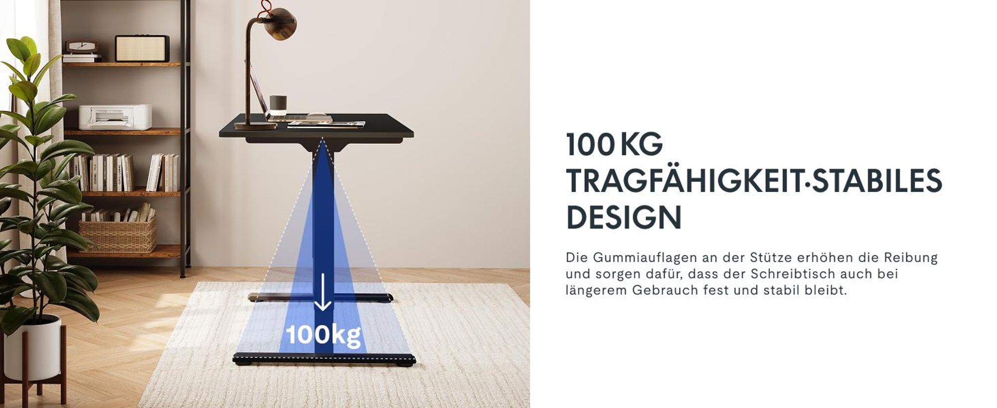 FLEXISPOT Höhenverstellbarer Schreibtisch EU, 19mm Einteilige Tischplatte 140x80cm, Elektrisch mit 2 starken Motoren, 4 Memory-Funktion, Schwarz
