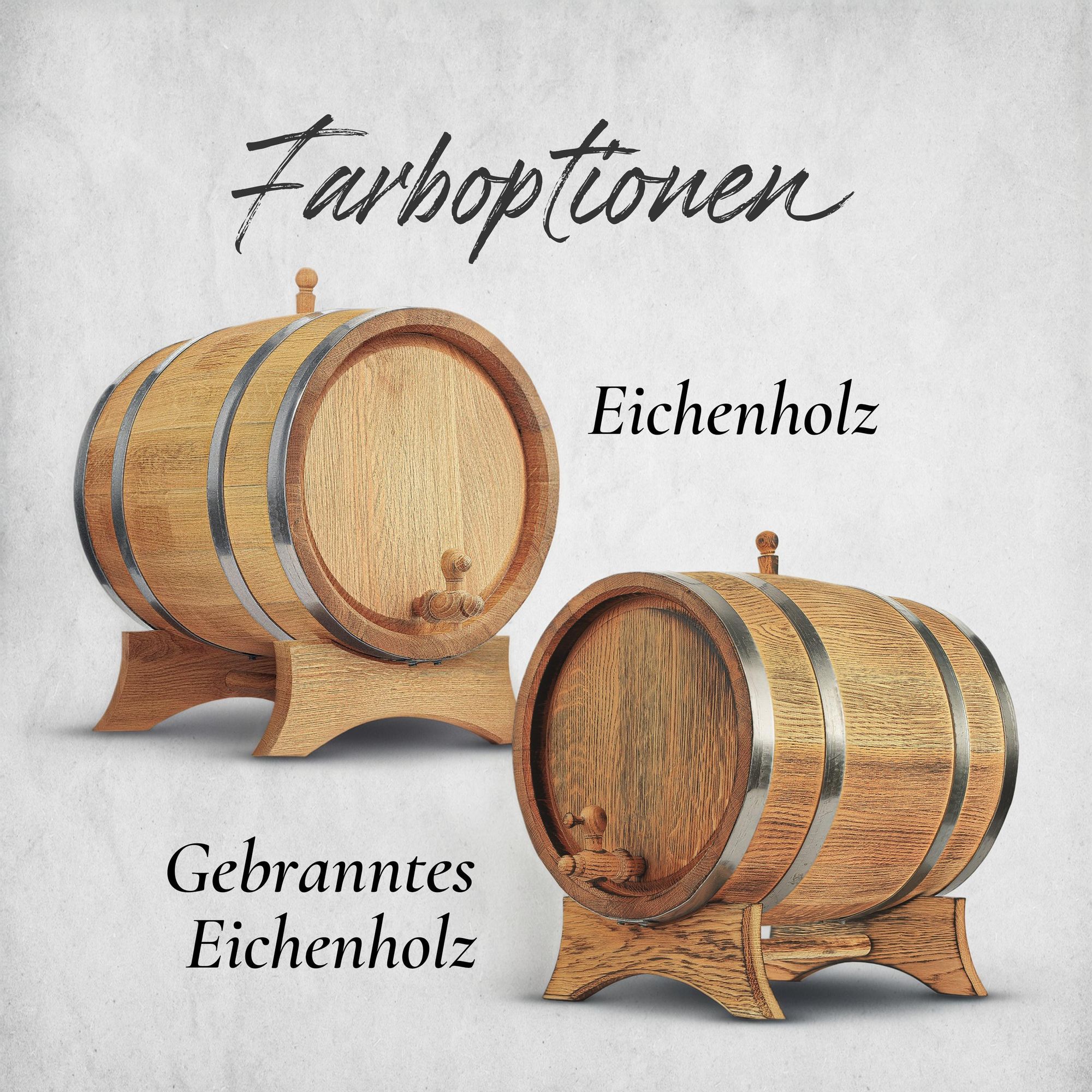 Eichenfass 50L aus Naturholz – Whiskyfass, Weinfass, Holz Fass Deko – Eiche hellbraun, mit Ständer und Zapfhahn – Geschenk für Bar & Zuhause