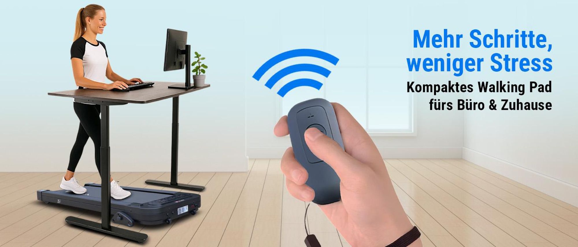 Walking Pad Laufband klappbar AsVIVA T25 Heimtrainer bis 6 km/h mit 5% Steigung leise kompakt für Zuhause & Büro