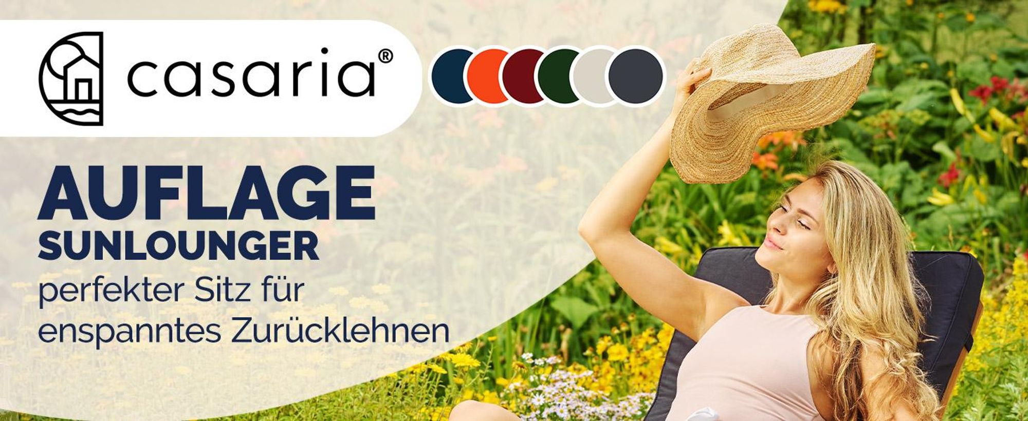 DETEX Polster Auflage für Gartenliege, Kissen, wetterfest, waschbar in Rot