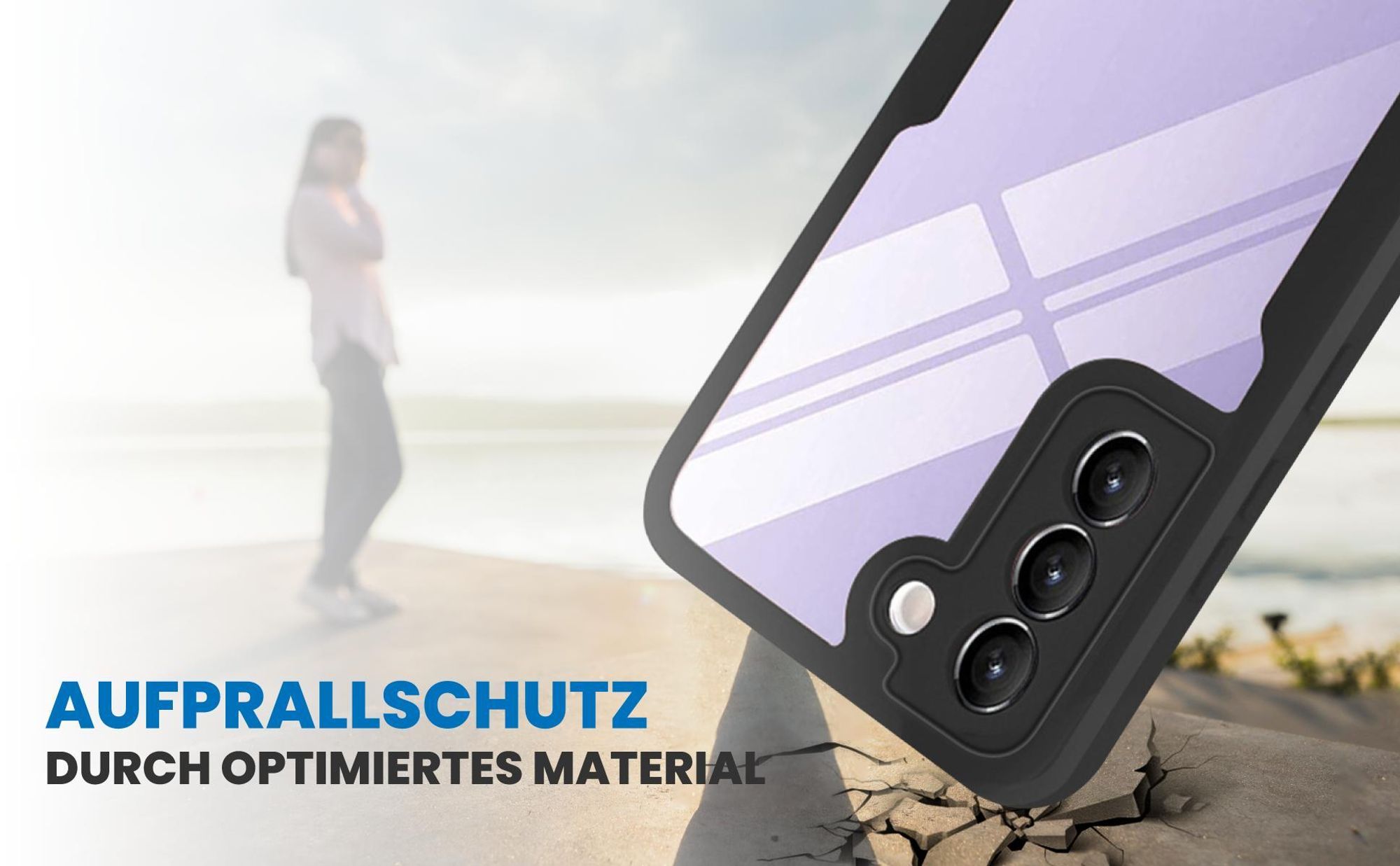 Schwarzes Front Back Cover für Samsung Galaxy S22 mit Aufprallschutz