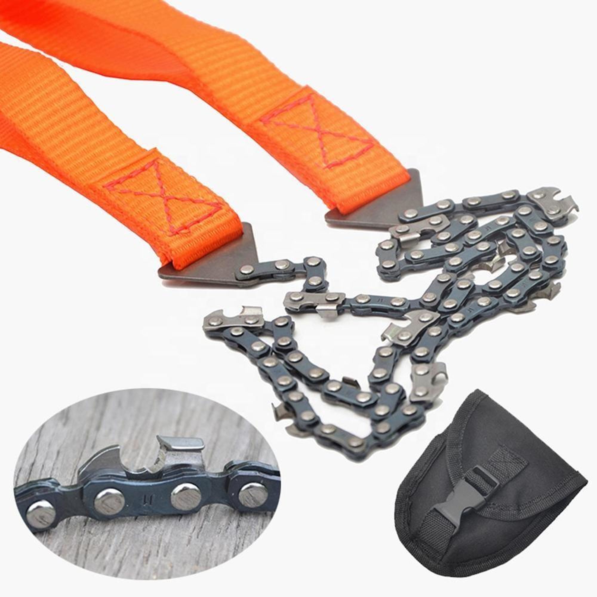 Handkettensäge Seilsäge Sägeseil 11 Zähne Manganstahl faltbar mit Tasche 140g