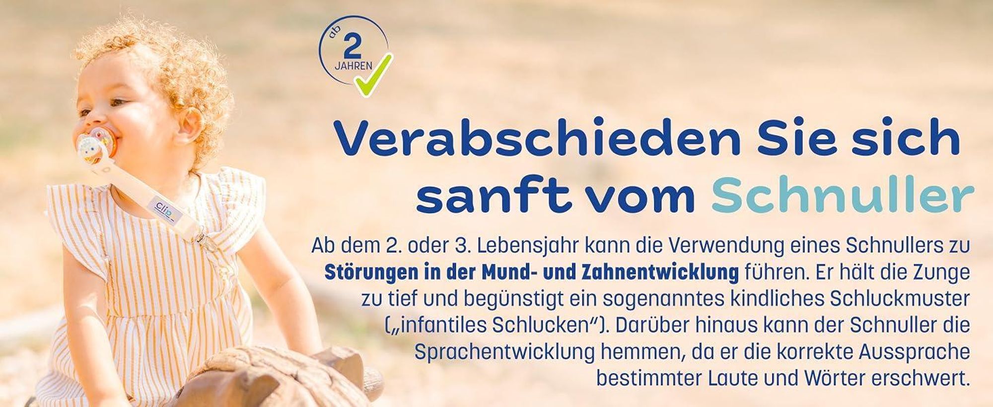 CLIPP Set – Entwöhnungsschnuller Leuchteffekt + 5 Entwöhnungsschilde zur schrittweisen Abgewöhnung + Gebrauchsanweisung - Ab 2 Jahren