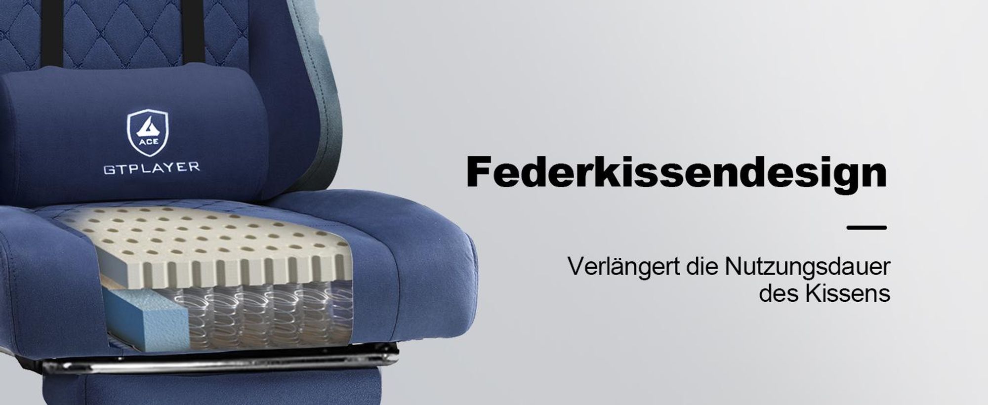 Fotel gamingowy GTPLAYER Ergonomiczny fotel gamingowy Fotel do biurka Fotel wyścigowy dla graczy PC z materiałową powierzchnią, poduszką siedziska z pierza, łączonymi podłokietnikami, z podnóżkiem, nośność do 153 kg