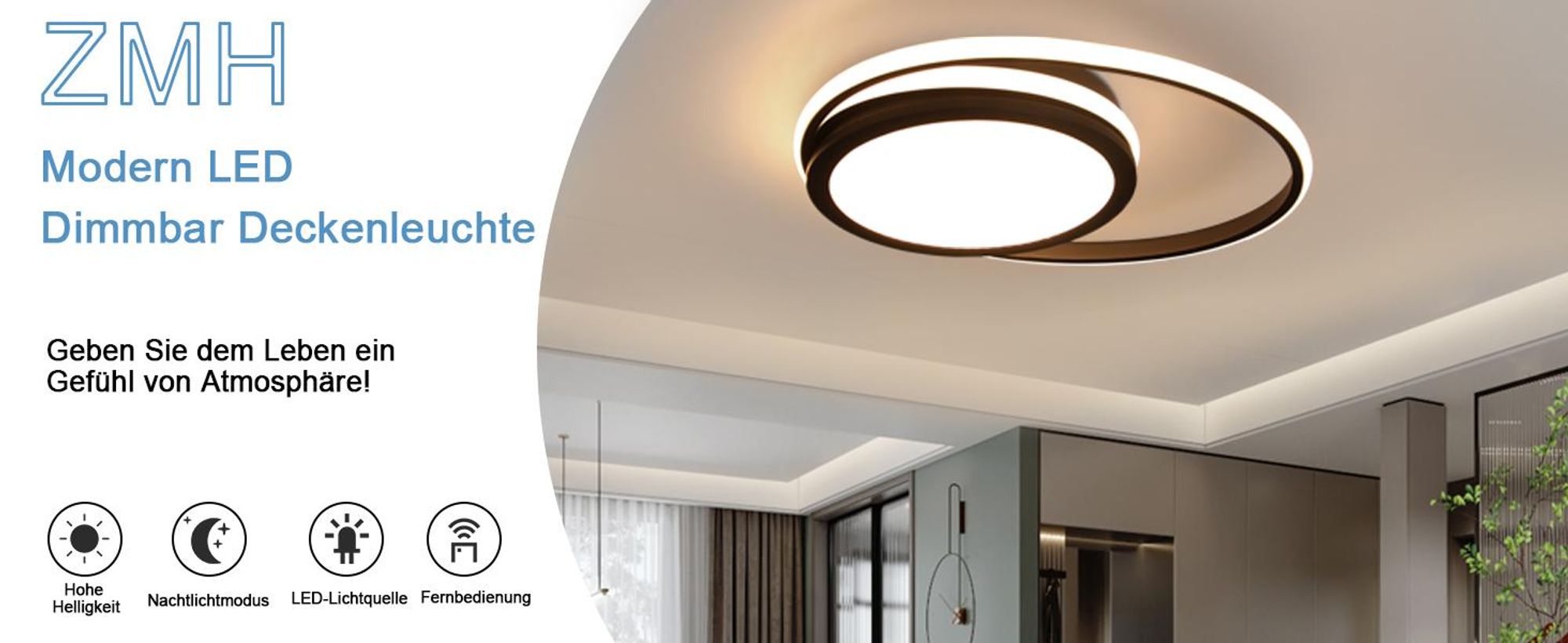 ZMH LED Deckenleuchte - Dimmbare Moderne Runde Küchenleuchte 56 W mit Sternenhimmel Design
