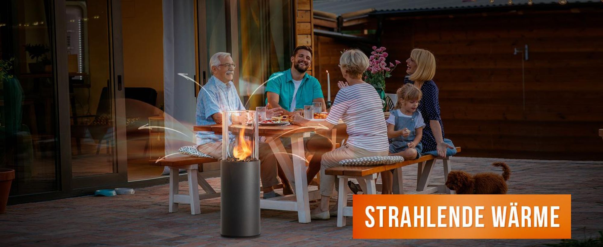 Flammtal Bioethanol Kamin [8h Brenndauer / 80x26x26 cm] – Freistehender Ethanol Standkamin für Out– & Indoor – Ethanol Kamin mit verstellbarer Flamme