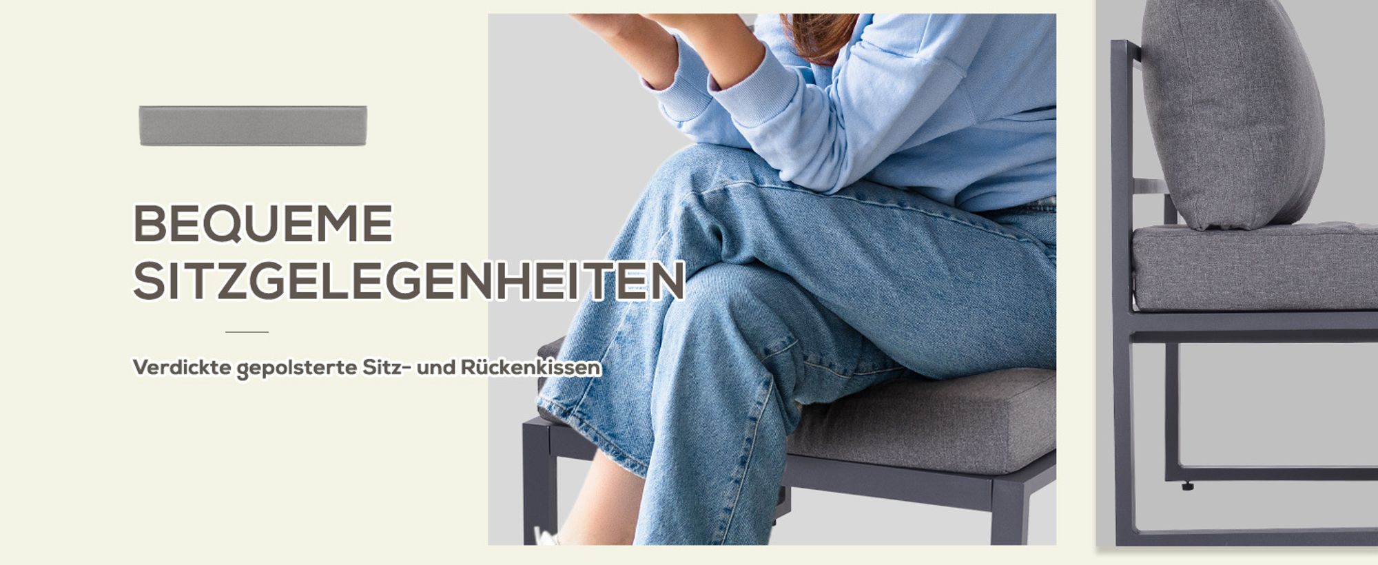Outsunny 6er Gartenset Gartenlounge Gartengarnitur Gartenmöbel mit Kissen