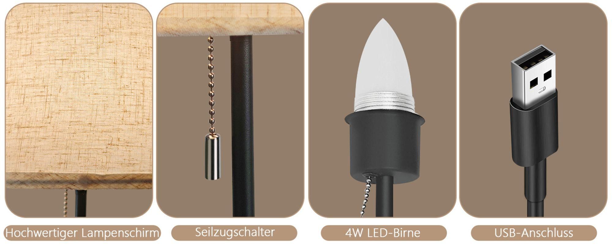 ZMH Standleuchte Wohnzimmer Dimmbar Stoff LED Stehlampen 136cm Standlampe Beige Lampenschirm Vintage Stehleuchten 3000K-6500K mit Seilzugschalter