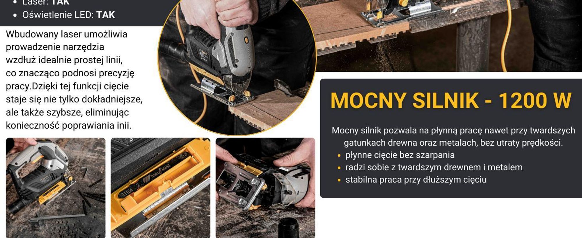 Wyrzynarka Elektryczna Piła Do Drewna Metalu Przecinarka Laser + 10 Brzeszczotów Besten Be0002902