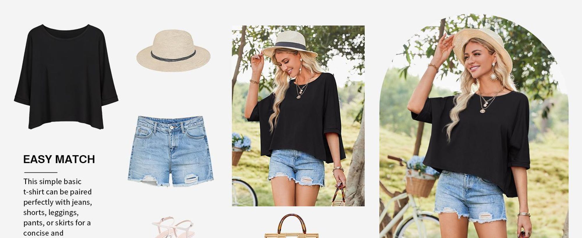 Womens Oversized T-Shirts Cropped Summer Casual Short Sleeve Loose Fit Tee Tops