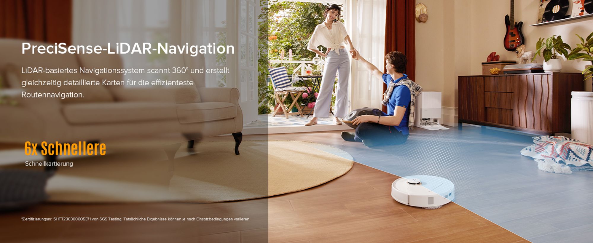 Roborock Qrevo S5V Saugroboter mit Wischfunktion, 12.000Pa, Zero-Tangle System, Warmlufttrocknung, Multifunktions-Dockingstation (Weiß)