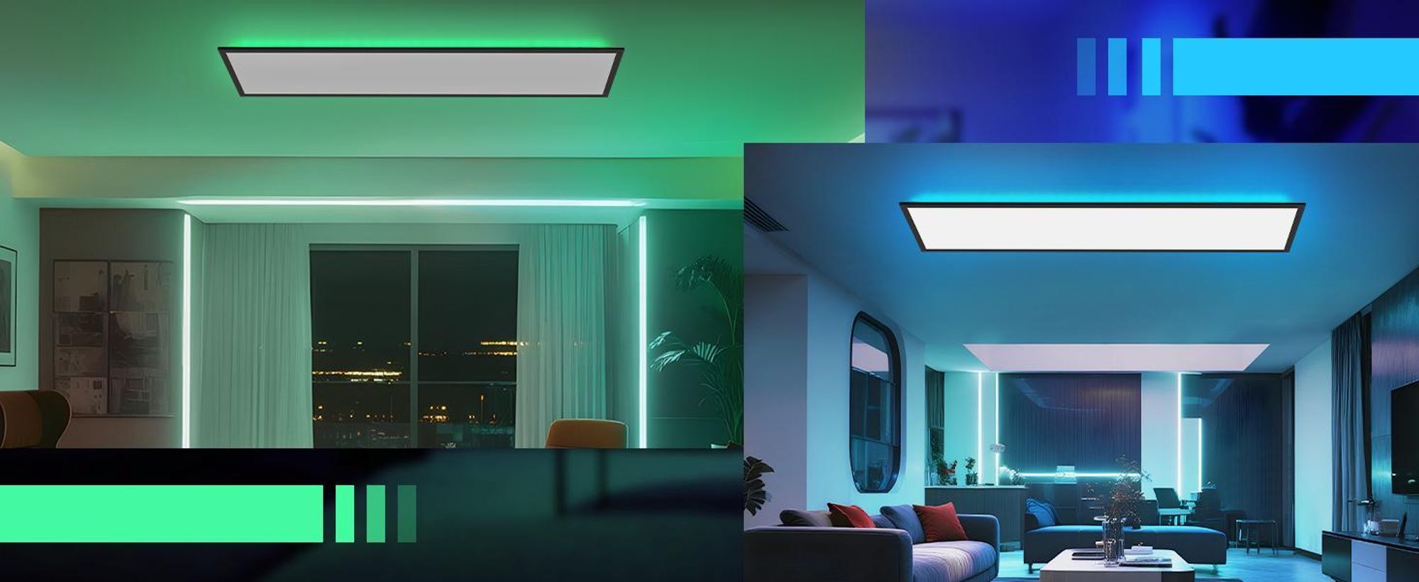 ZMH Panel LED 100x25 z możliwością ściemniania - Panel sufitowy RGB z podświetleniem i zmianą kolorów Długa biurowa lampa sufitowa płaska z pilotem Duża lampa biurowa 24W Czarna prostokątna lampa sufitowa do pokoju gier w salonie